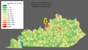 Louisville, Kentucky, Population Density Map