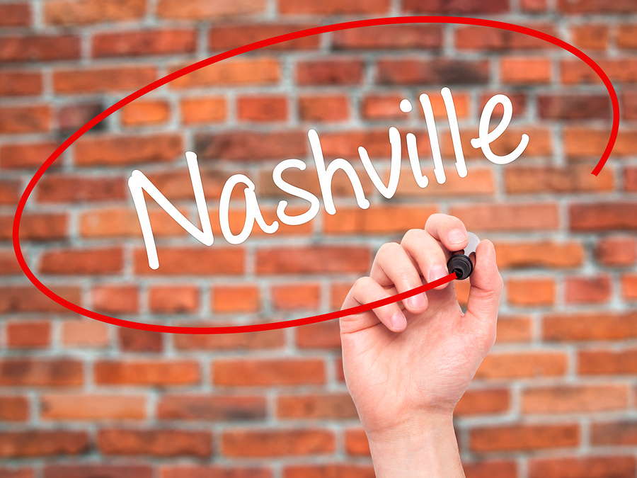 Man Hand Writing Nashville With Black Marker On Visual Screen